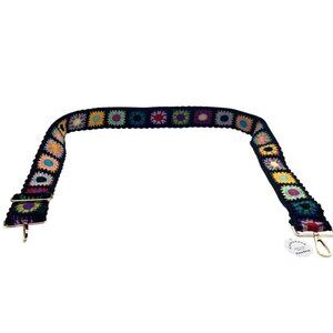Crochet Purse Strap Boho Grandma Square Colorful 75-135cm Knit Adjustable NWT